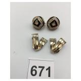 METAL EARRINGS, CLIP-ON, BLACK ENAMEL, CLEAR
