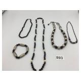 ASSORTED BEADED NECKLACES, SILVER-TONE BEADED