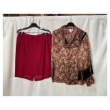 ELANA BY TANNER PAISLEY SILK BLOUSE W/ FRINGE,