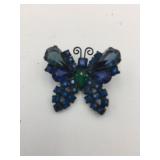 WEISS BUTTERFLY BROOCH, BLUE AND GREEN