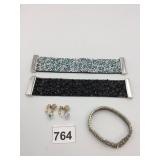 COSTUME JEWELRY, TWO MAGNETIC CRYSTAL CUFF
