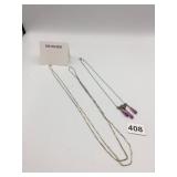 STERLING SILVER NECKLACES, BALL CHAIN W/ BAR
