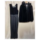 JOHN ROBERTS BLACK VELVET JUMPSUIT W/ BELT, BLACK