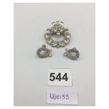 WEISS RHINESTONE BROOCH AND MATCHING SCREW-BACK