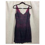 CACHE SLEEVELESS DRESS, BURGUNDY LINING, BLACK