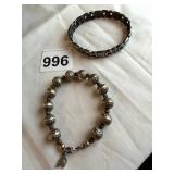 TWO STERLING BRACELETS, ONE AMERICAN WEST DESIGN