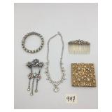 VTG COSTUME JEWELRY GROUPING, RHINESTONE