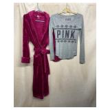 SONOMA LIFE+STYLE FAUX FUR ROBE, PINK LONG SLEEVE
