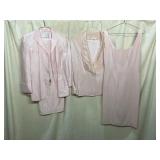 LILLIE RUBIN 100% SILK SUIT SET, PALE PINK,