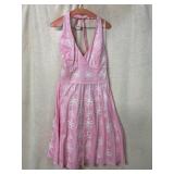 LILLY PULITZER, PINK HALTER DRESS, WHITE