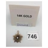 14K GOLD STARBURST BROOCH/PENDANT,DIAMOND
