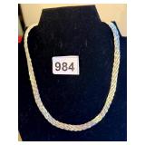 STERLING SILVER FLAT BRAIDED NECKLACE 18" NEW