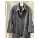 KOINE BROWN HERRINGBONE WOOL-BLEND COAT, BUTTON