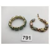 METAL-TONE BRACELETS, OVAL CABOCHON STONES,