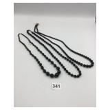COSTUME JEWELRY, BLACK FACETED BEAD NECKLACES,