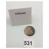 STERLING SILVER BROOCH, CIRCULAR FORM, ENGRAVED