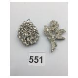 RHINESTONE BROOCHES, PR, FLORAL SPRAY AND