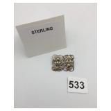 STERLING SILVER BROOCH, PIERCED SCROLLWORK