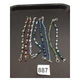 METAL-TONE BRACELETS, MULTICOLOR CRYSTAL BEADS,
