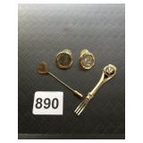 GOLD-TONE METAL JEWELRY, COIN EARRINGS, HEART
