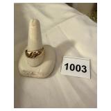 14K P GOLD RING MISSING 1 STONE CHIP SZ 10 OR 11