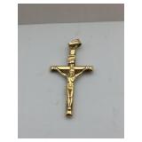14K YELLOW GOLD CRUCIFIX PENDANT, INRI DETAIL,