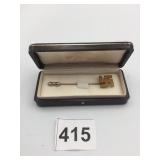 METAL STICK PIN, SWASTIKA MOTIF, IN MAJORICA