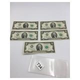 US 1976 FEDERAL RESERVE TWO DOLLAR BILLS.