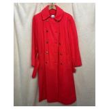 DOUBLE-BREASTED TRENCH COAT, RED WOOL BLEND,