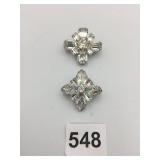WEISS RHINESTONE BROOCHES, PR, SILVER-TONE METAL,