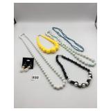 COSTUME JEWELRY NECKLACES AND EARRINGS, BEADED