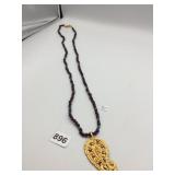 PAISLEY PENDANT NECKLACE, GOLD-TONE METAL, ENAMEL