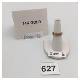 14K GOLD RING, CROSSOVER DESIGN, CHANNEL-SET