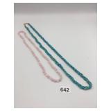 BEADED NECKLACES, PR, ROSE QUARTZ BEADS, BRAIDED
