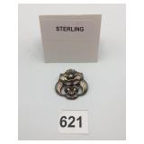 STERLING SILVER BROOCH, FLORAL MOTIF, PIERCED