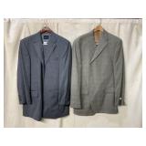 BACHRACH WOOL SUIT JACKETS, GREY HERRINGBONE AND