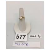 14K GOLD RING, PEARL CENTER STONE, ACCENT STONES,