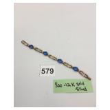 1/20 12K GOLD FILLED BRACELET, BLUE ROUND-CUT