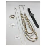 CRRJU QUARTZ WATCH W/ LEATHER STRAP, MULTI-STRAND