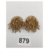 GOLD-TONE METAL CLIP-ON EARRINGS, DOME FORM,