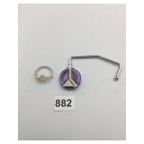 SILVER-TONE METAL PURSE HANGER, MARTINI GLASS