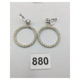 SILVER-TONE METAL SCREW-BACK EARRINGS, HOOP FORM,