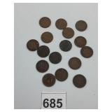 ASSORTED INDIAN HEAD CENTS, VARIOUS DATES, COPPER