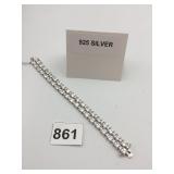 STERLING SILVER DOUBLE ROW TENNIS BRACELET,