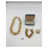 GOLD-TONE COSTUME JEWELRY, ANSON CUFFLINKS IN