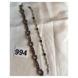 TWO STERLING BRACELETS WITH STONES, .741 TOTAL