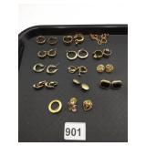 GOLD-TONE COSTUME EARRINGS, HOOP STYLES, CLIP-ON