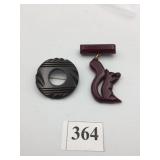 VTG BAKELITE BROOCHES, CARVED SQUIRREL PENDANT,
