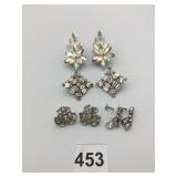 METAL EARRINGS, CLEAR RHINESTONES, AURORA