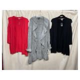 ISAAC MIZRAHI LIVE RED COLD SHOULDER CARDIGAN,